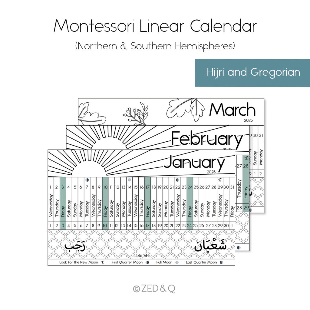 2025 Montessori Linear Calendar